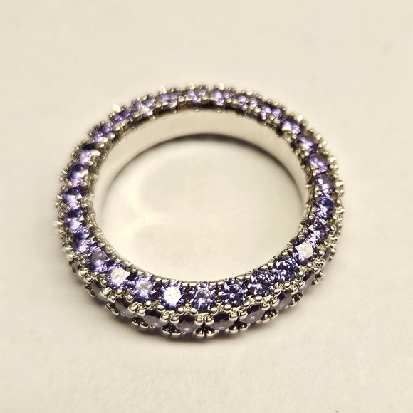 Purple Paved Silvertone Ring - Picture 4 of 6